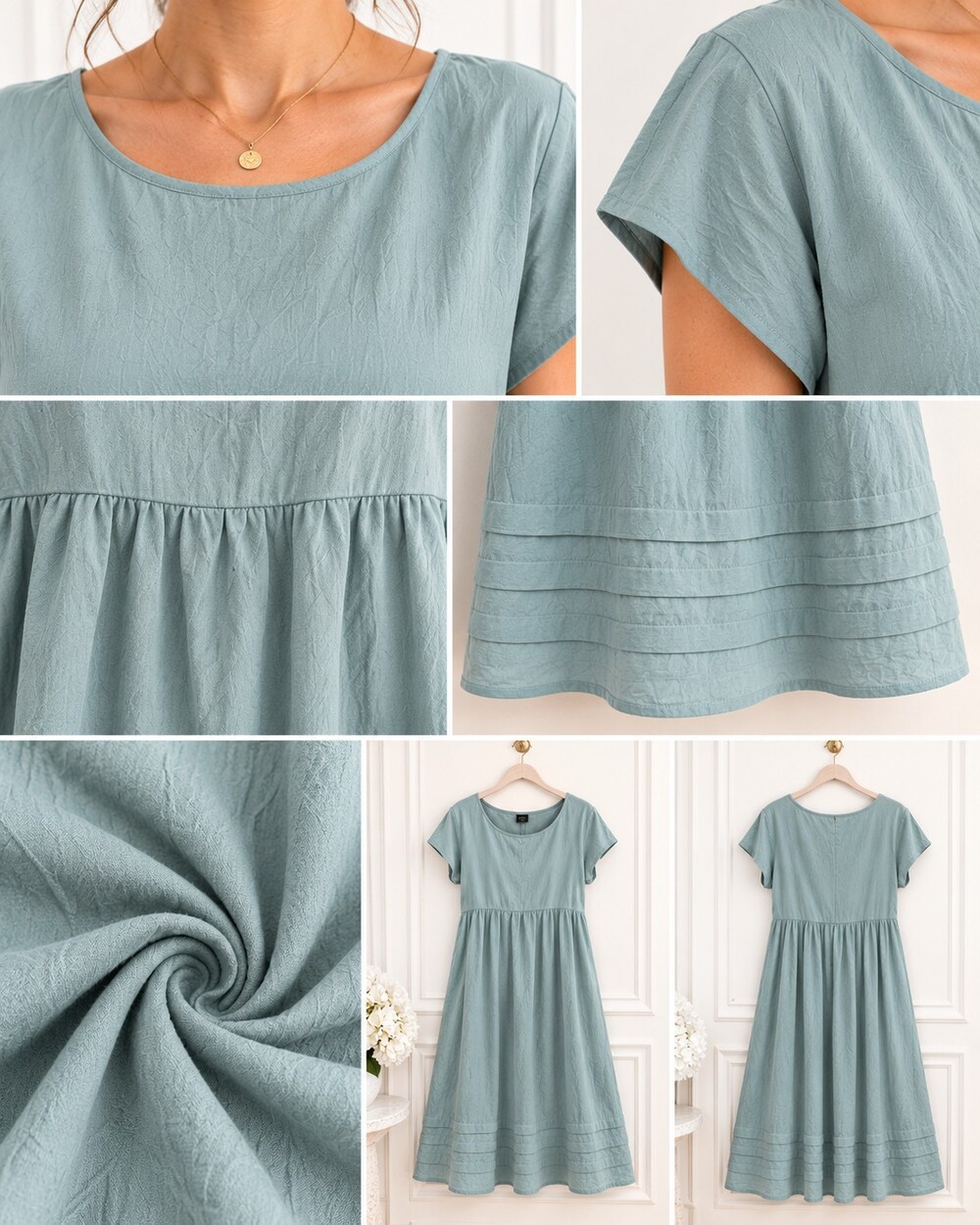 NWT Emery Rose Green 100% Cotton Maxi Dress | Cottagecore Boho | Size Large - Picture 4 of 9